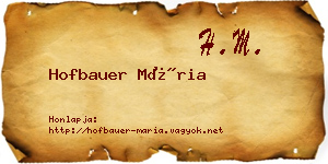 Hofbauer Mária névjegykártya